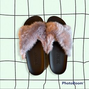 Fuzzy Pink Slides (NEW Without Tags) Size: 7/8
